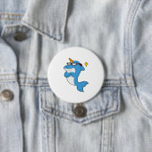 Dolphin als Unicorn met Glasses.PNG Ronde Button 7,6 Cm (In situ)