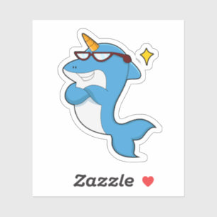 Dolphin als Unicorn met Glasses.PNG Sticker