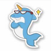 Dolphin als Unicorn met Glasses.PNG Sticker (Voorkant)