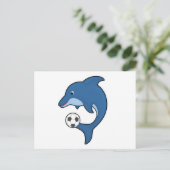 Dolphin als voetbalspeler met Voetbal Briefkaart (Staand voorkant)