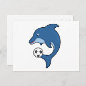 Dolphin als voetbalspeler met Voetbal Briefkaart (Voorkant / Achterkant)