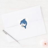 Dolphin als voetbalspeler met Voetbal Vierkante Sticker (Envelop)