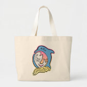 Dolphin and Fish Face Ocean Dreams Beach Bag Grote Tote Bag (Voorkant)