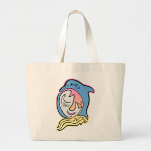 Dolphin and Fish Face Ocean Dreams Beach Bag Grote Tote Bag