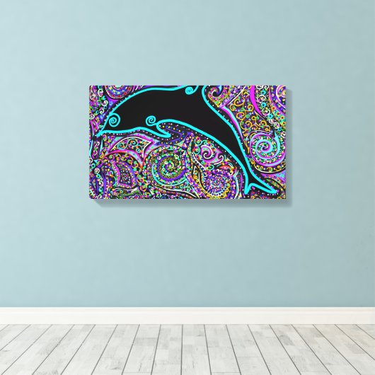 Dolphin Art Design Canvas Afdruk (Insitu (Houten vloer))