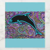 Dolphin Art Design Wijn Etiket (Enkel label)