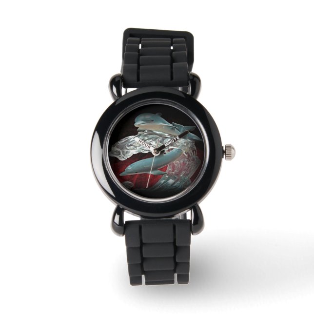 Dolphin art gedrukte aangepaste horloges (Voorkant)