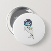 Dolphin as Astronaut in Costume Ronde Button 7,6 Cm (Voorkant /achterkant)