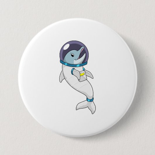 Dolphin as Astronaut in Costume Ronde Button 7,6 Cm (Voorkant)
