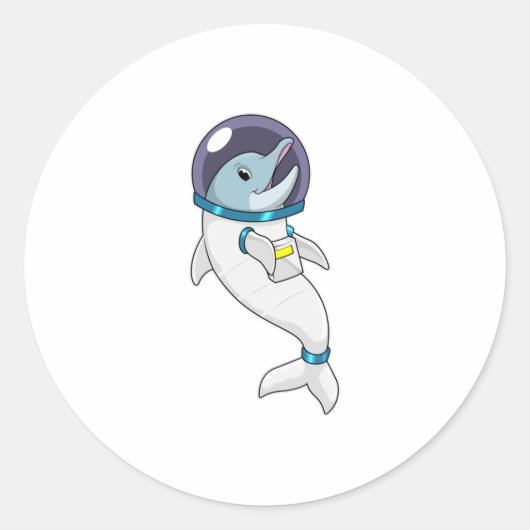 Dolphin as Astronaut in Costume Ronde Sticker (Voorkant)