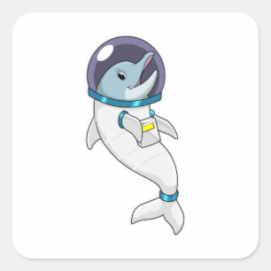 Dolphin as Astronaut in Costume Vierkante Sticker