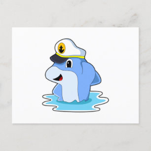 Dolphin as Captain with Hat Briefkaart
