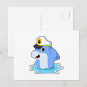 Dolphin as Captain with Hat Briefkaart (Voorkant / Achterkant)