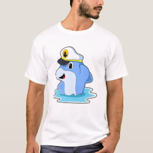 Dolphin as Captain with Hat T-shirt