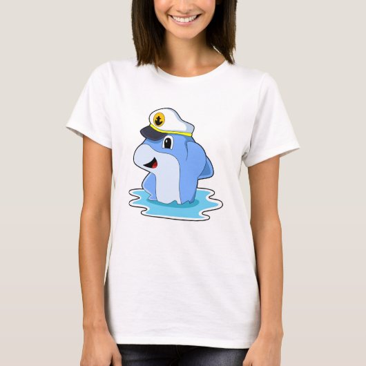 Dolphin as Captain with Hat T-shirt (Voorkant)