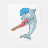 Dolphin at Cricket with Cricket bat Fleece Deken (Voorkant)