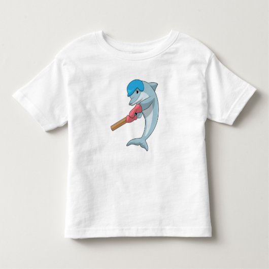 Dolphin at Cricket with Cricket bat Kinder Shirts (Voorkant)