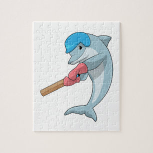 Dolphin at Cricket with Cricket bat Legpuzzel
