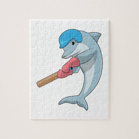 Dolphin at Cricket with Cricket bat Legpuzzel (Verticaal)