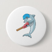 Dolphin at Cricket with Cricket bat Ronde Button 7,6 Cm (Voorkant)