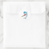 Dolphin at Cricket with Cricket bat Ronde Sticker (Tas)