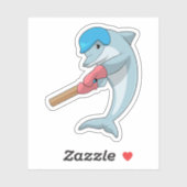 Dolphin at Cricket with Cricket bat Sticker (Vel)