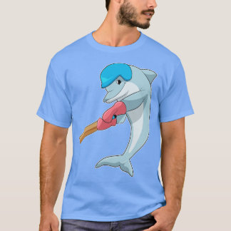 Dolphin at Cricket with Cricket bat T-shirt