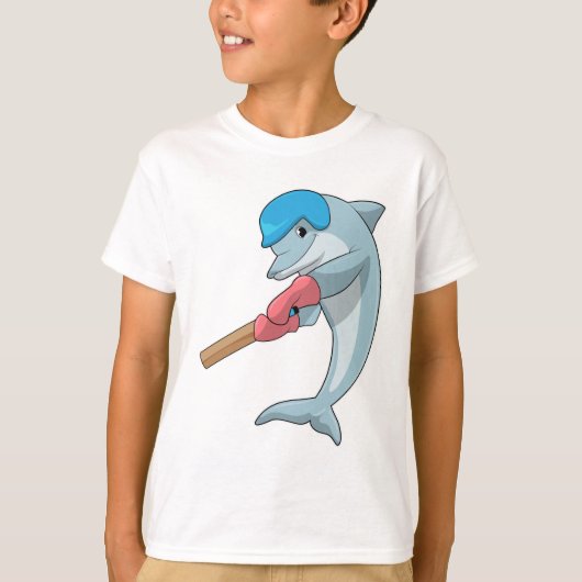Dolphin at Cricket with Cricket bat T-shirt (Voorkant)