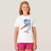 Dolphin at Cricket with Cricket bat T-shirt (Voorkant volledig)