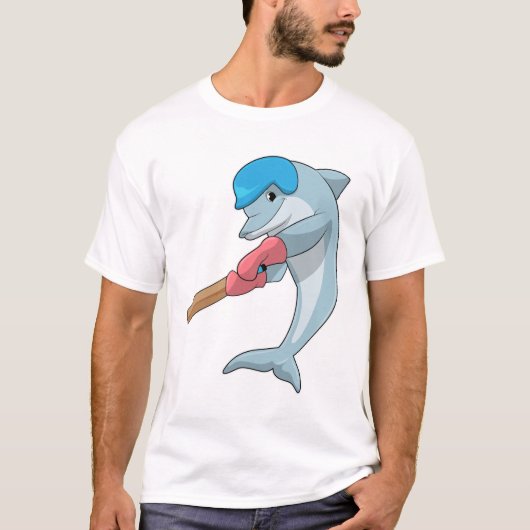 Dolphin at Cricket with Cricket bat T-shirt (Voorkant)