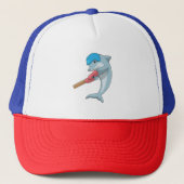 Dolphin at Cricket with Cricket bat Trucker Pet (Voorkant)