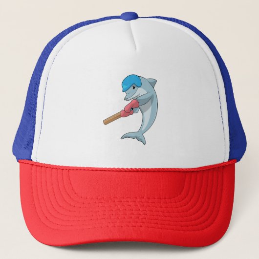 Dolphin at Cricket with Cricket bat Trucker Pet (Voorkant)