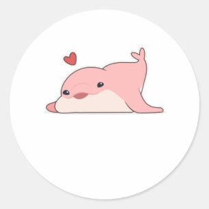 Dolphin at Love with Heart Ronde Sticker