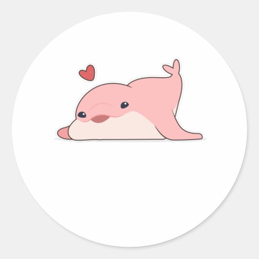 Dolphin at Love with Heart Ronde Sticker (Voorkant)