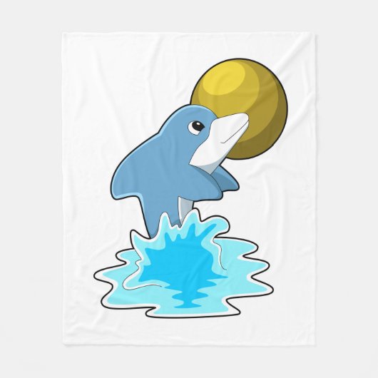 Dolphin at Swimming with Moon Fleece Deken (Voorkant)