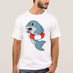 Dolphin at Swimming with Swim ring T-shirt