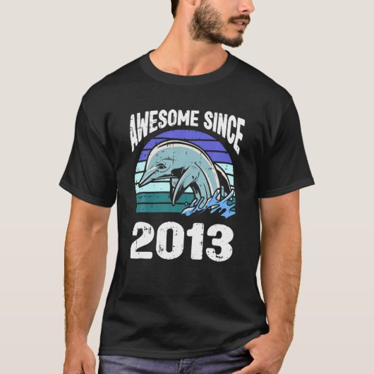 Dolphin Awesome Since 2013 9Th Birthday 9 Years Ol T-shirt (Voorkant)