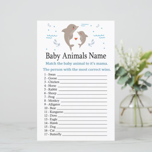 Dolphin Baby Animals Name Game (Staand voorkant)