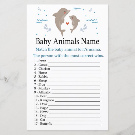 Dolphin Baby Animals Name Game (Voorkant)