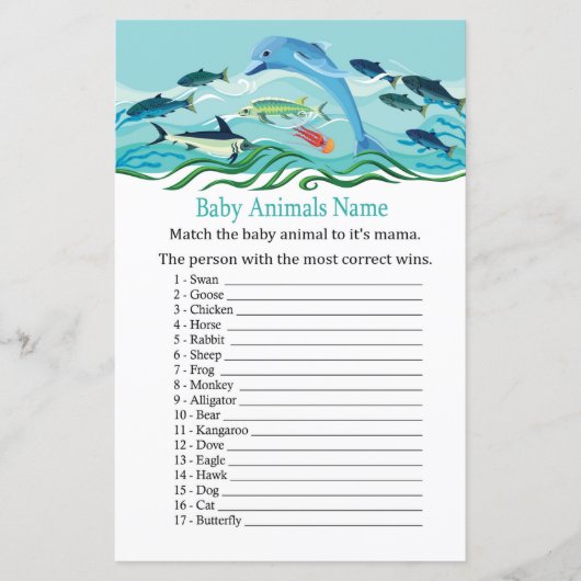 Dolphin Baby Animals Name Game (Voorkant)