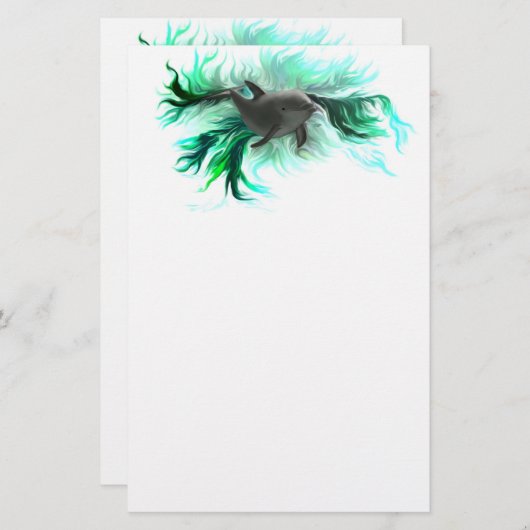 Dolphin Baby Briefpapier (Voorkant / Achterkant)