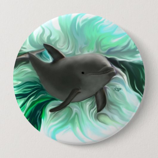 Dolphin Baby Ronde Button 4,0 Cm (Voorkant)