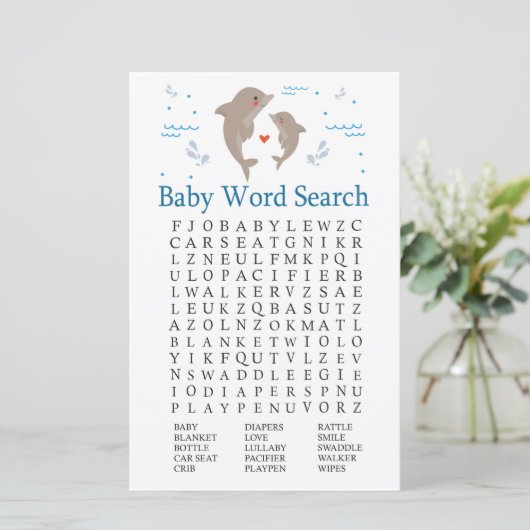 Dolphin Baby shower Word Search Game (Staand voorkant)
