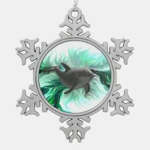 Dolphin Baby Tin Sneeuwvlok Ornament