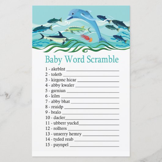 Dolphin Baby word scramble game (Voorkant)