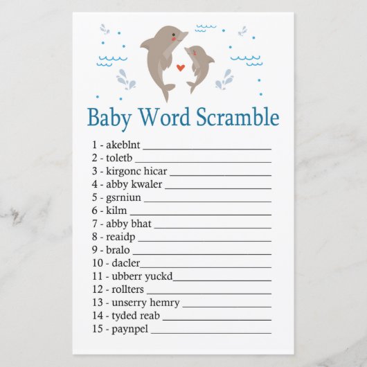 Dolphin Baby word scramble game (Voorkant)