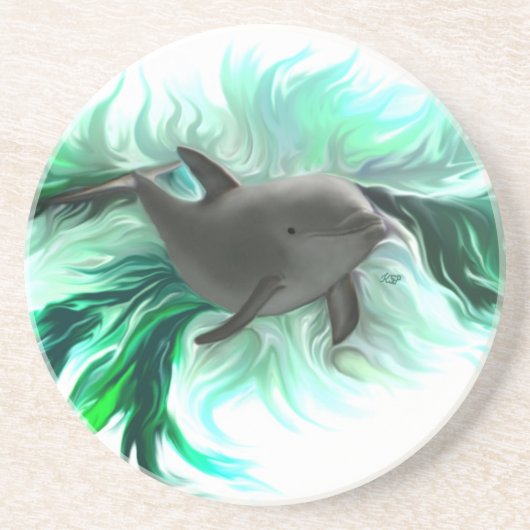 Dolphin Baby Zandsteen Onderzetter (Voorkant)