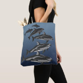 Dolphin Bags Pacific White Sided Dolphin Canvas ta Tote Bag (Dichtbij)