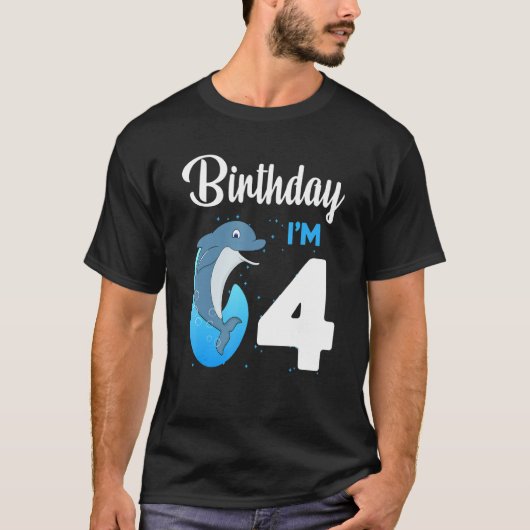 Dolphin Birthday 4 jaar oude Kinder jongens Dolphi T-shirt (Voorkant)