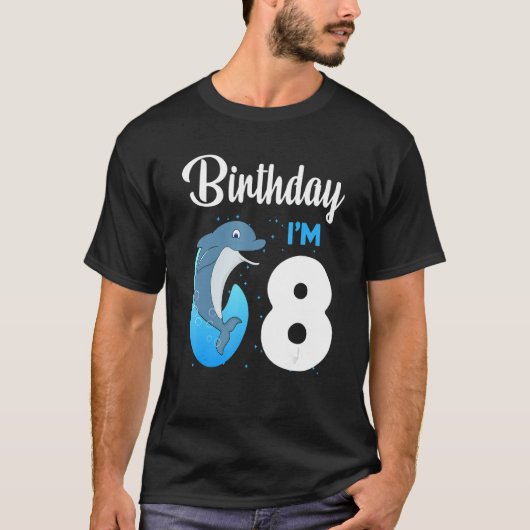 Dolphin Birthday 8 jaar oude Kinder jongens Dolphi T-shirt (Voorkant)